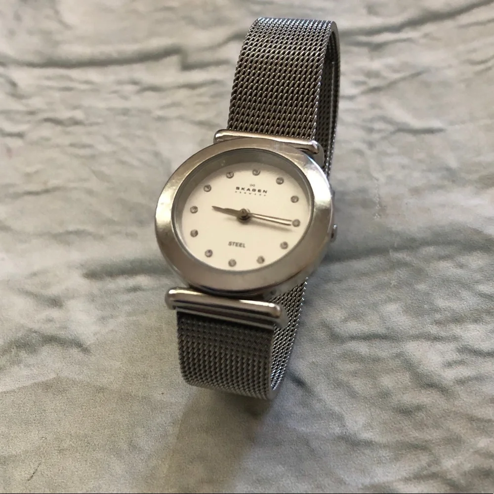 Skagen Denmark silver diamond stainless watch